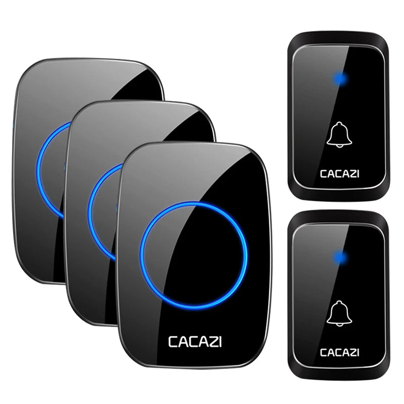 CACAZ Smart Home Waterproof Wireless Doorbell For Outdoor 4 Levels Volume 80DB 60 Chimes Home Calling Bell US EU UK AU Plug