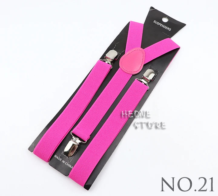 Hot Sale Solid Color Elastic Leather Suspender For Men Women Black Red Sage Green Adjustable Pants Shirt Girl Skirt Accessories