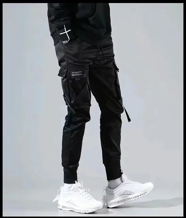 Ribbons Harem Joggers Men Cargo Pants Streetwear 2026 Hip Hop Casual Pockets Track Pants Male Harajuku Fashion Trousers