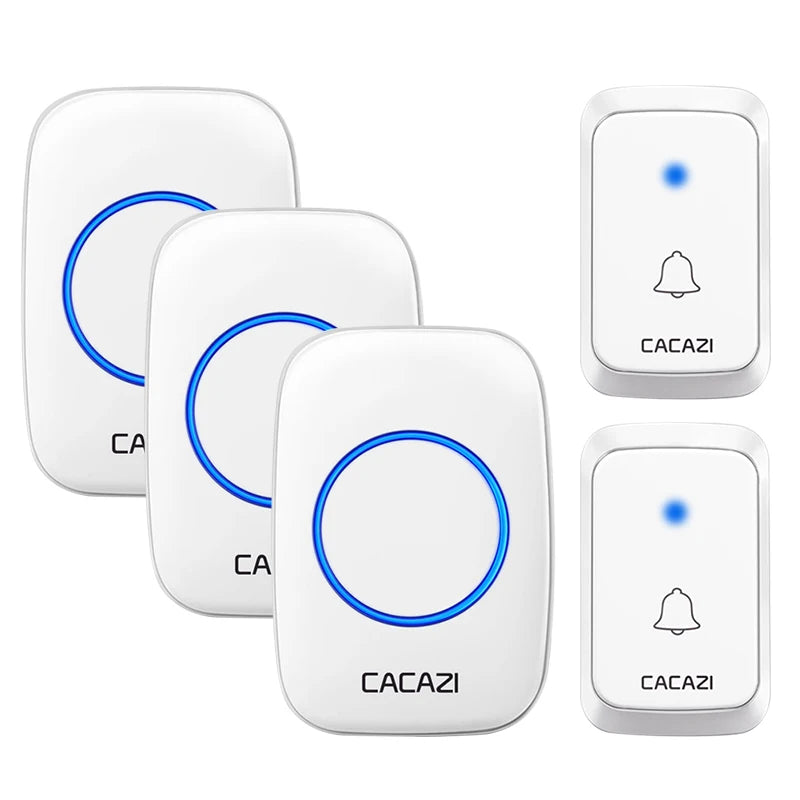 CACAZ Smart Home Waterproof Wireless Doorbell For Outdoor 4 Levels Volume 80DB 60 Chimes Home Calling Bell US EU UK AU Plug