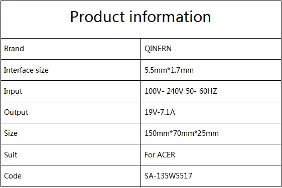 19V 7.1A 135W 5.5*1.7MM Laptop AC Adapter Charger For ACER Aspire V17 Nitro 5 np515-52 pa-1131-16 ADP-135KB VX5 VN7-792G-59CL