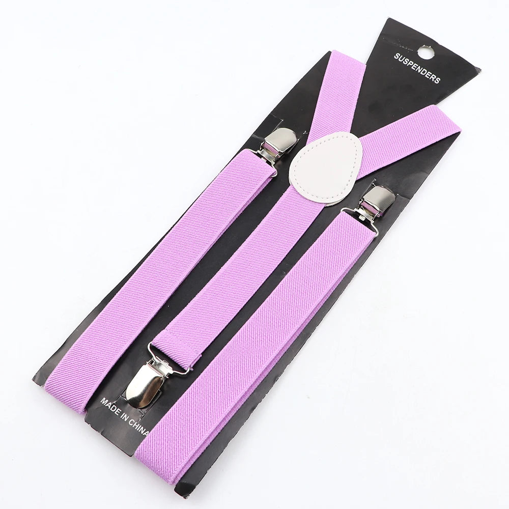 Hot Sale Solid Color Elastic Leather Suspender For Men Women Black Red Sage Green Adjustable Pants Shirt Girl Skirt Accessories