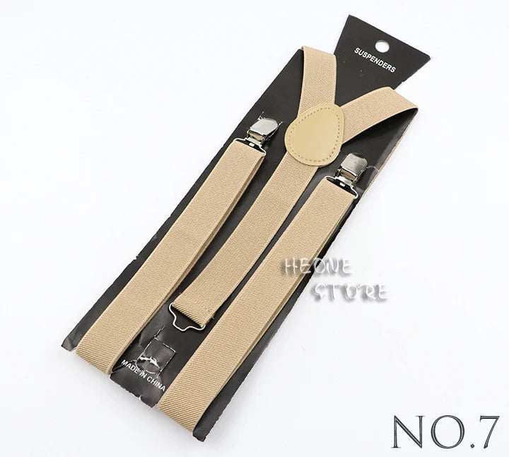 Hot Sale Solid Color Elastic Leather Suspender For Men Women Black Red Sage Green Adjustable Pants Shirt Girl Skirt Accessories