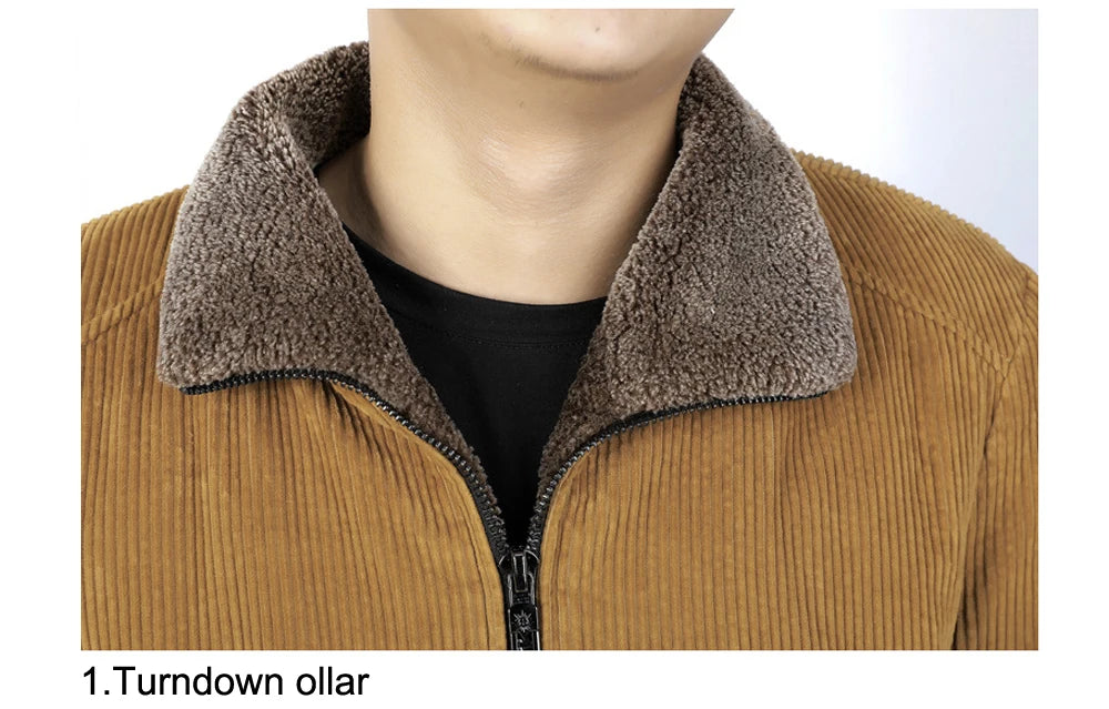 DIMUSI Winter Men's Bomber Jacket Fashion Man Corduroy Cotton Warm Padded Coats Casual Outwear Thermal Jackets Mens Clothing