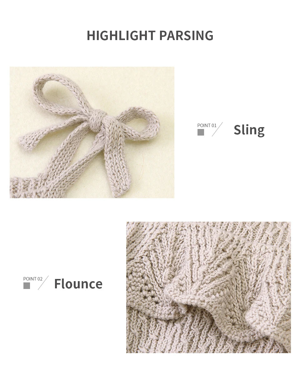 Baby Bodysuit Cute Newborn Girl Outfits Clothes Tops Fashion Summer Toddler Infant Strap Jumpsuit Solid Knitted Kids Onesie 0-2Y