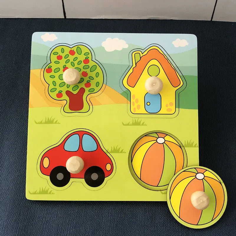 Montessori Toys 2 years Wooden Puzzles For Kids Chid Baby Learning Education Child Game montessori 3D Puzzle Childrens 2 3 Years