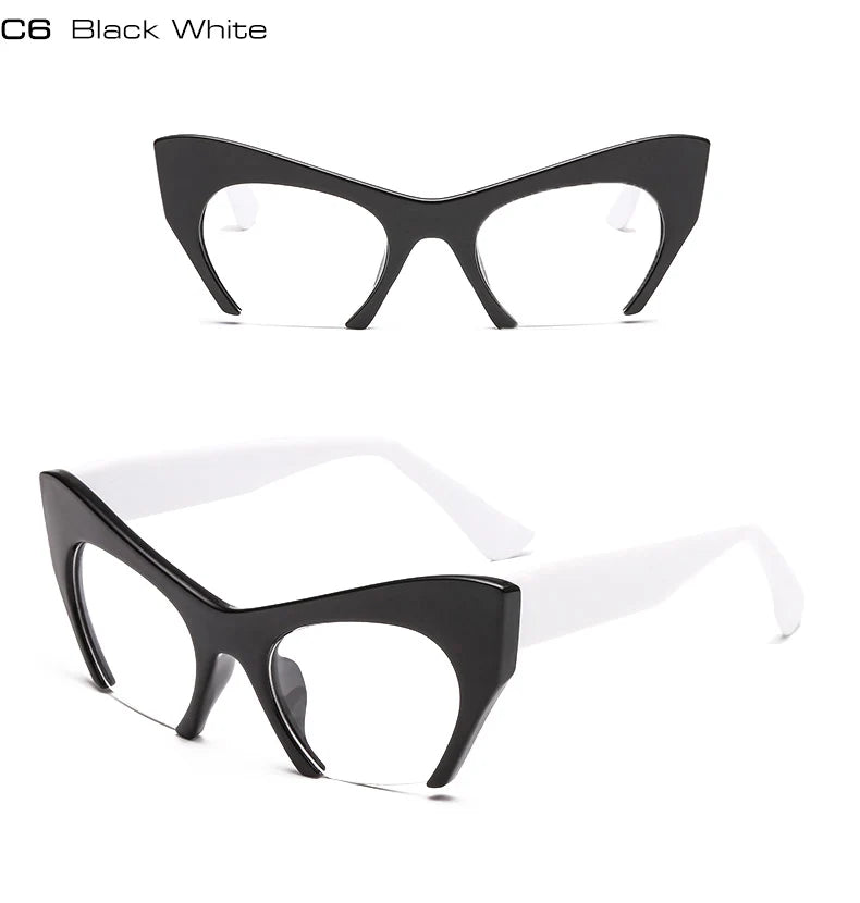 SHAUNA Retro Women Half Frame Cat Eye Glasses Frames Fashion Optical Frame