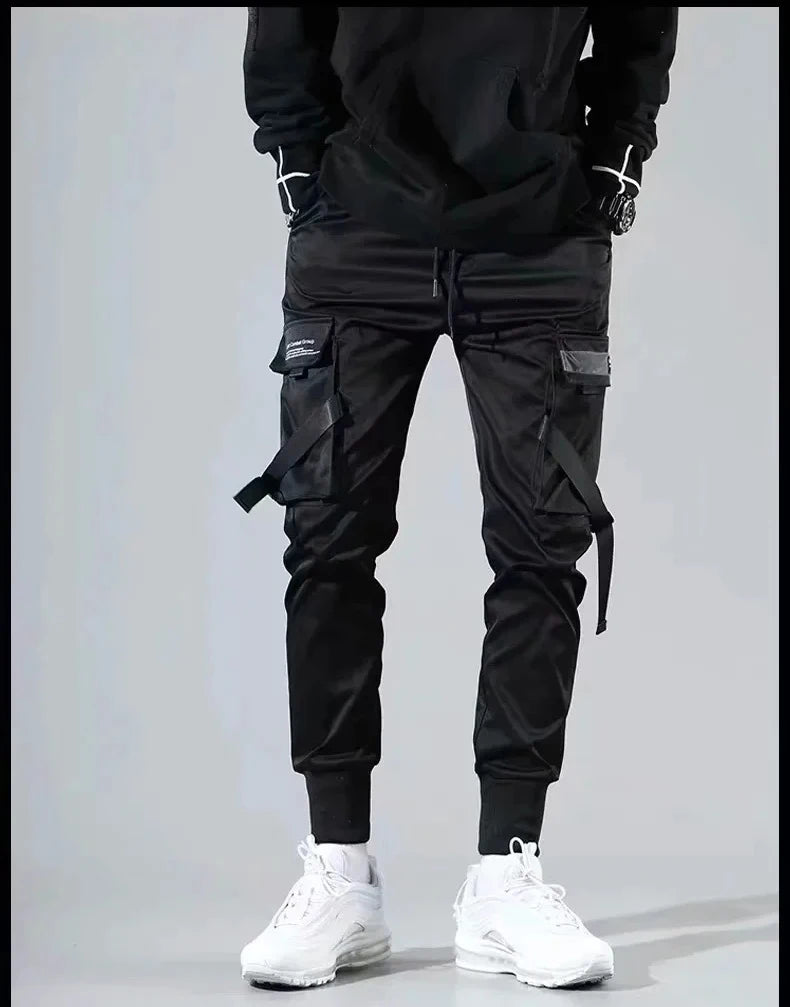Ribbons Harem Joggers Men Cargo Pants Streetwear 2026 Hip Hop Casual Pockets Track Pants Male Harajuku Fashion Trousers