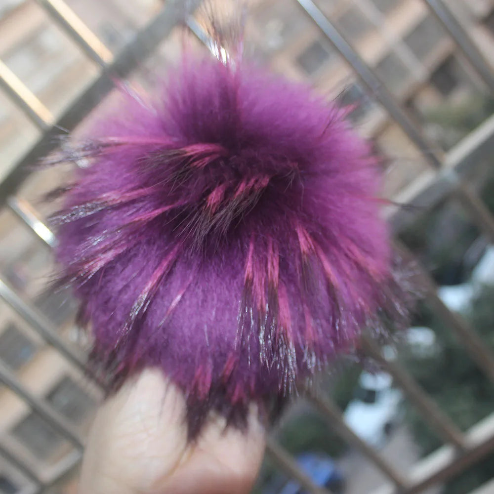 Big Fluffy Real Fur Fox Pompoms With Button DIY Raccoon Fur Pom Poms Balls Natural Fur Pompon For Scarves Hats Caps Accessories