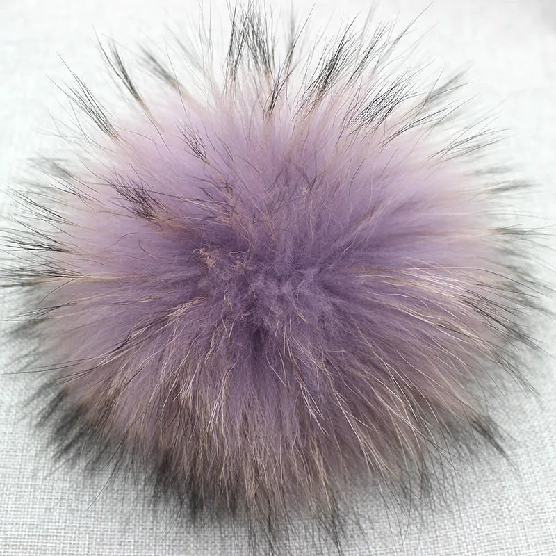 Big Fluffy Real Fur Fox Pompoms With Button DIY Raccoon Fur Pom Poms Balls Natural Fur Pompon For Scarves Hats Caps Accessories