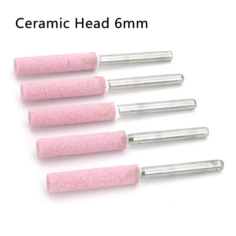 5PCS Diamond Coated Cylindrical Burr 4mm Chainsaw Sharpener Stone File Chain Saw Sharpening Carving Grinding Tools