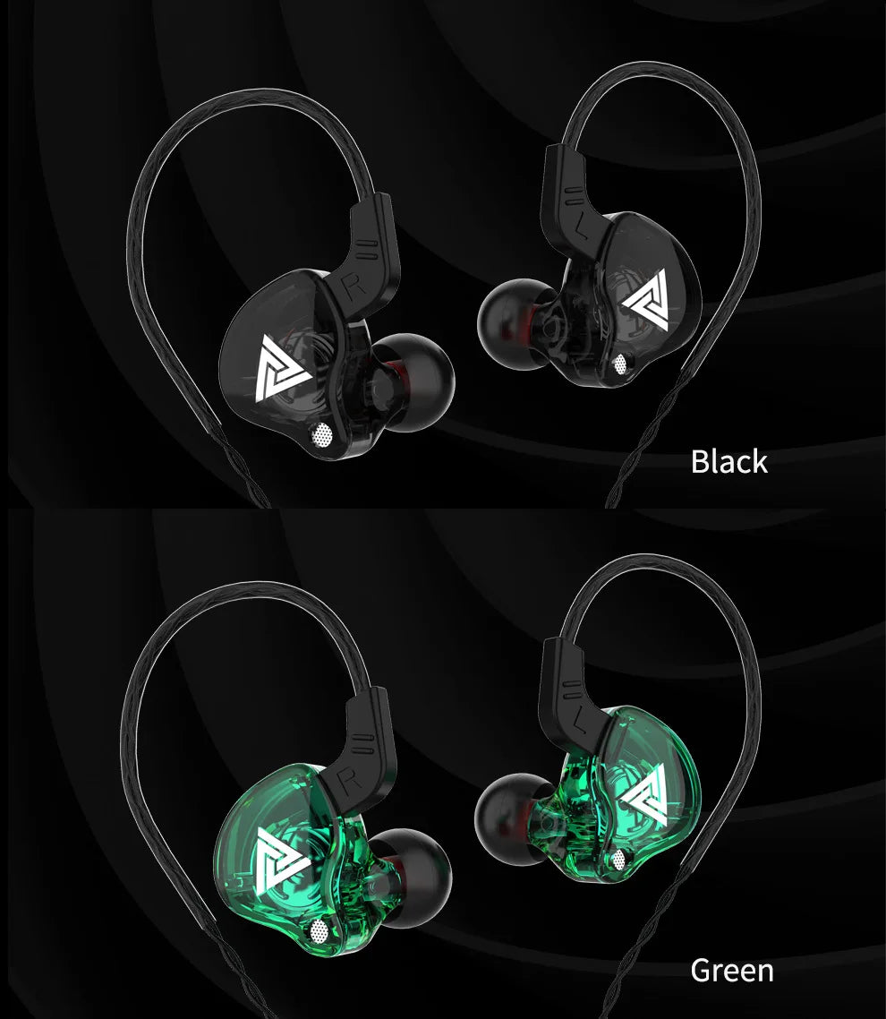 QKZ AK6 3.5mm Wired Headphones Copper Driver Stereo HiFi Earphone Bass Earbuds Music Running Sport Headsets Games Earphones