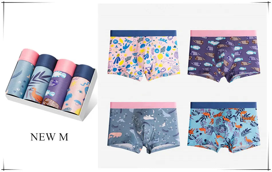 4pcs/Lot Men's Panties Underpants Cueca Boxers Underwear Cotton Thermal for Man Breathable Homme Sexy Soft Male Shorts