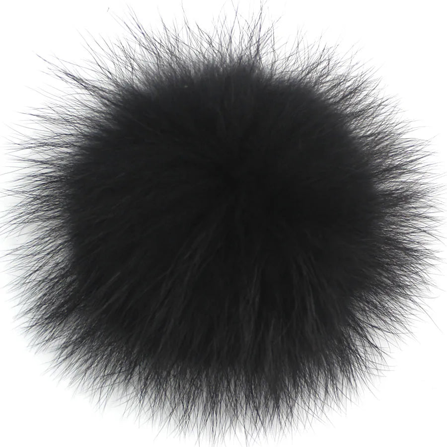 Big Fluffy Real Fur Fox Pompoms With Button DIY Raccoon Fur Pom Poms Balls Natural Fur Pompon For Scarves Hats Caps Accessories