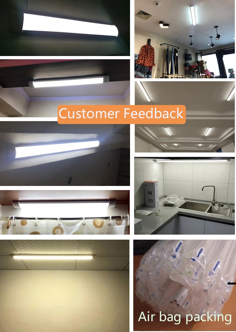 Led Lights Tube Home Lighting Kitchen Bedroom Garage Fixture t5/t8 Ceiling Linear Lamp Strip 220V Closet Cabinets 90/120cm Tube
