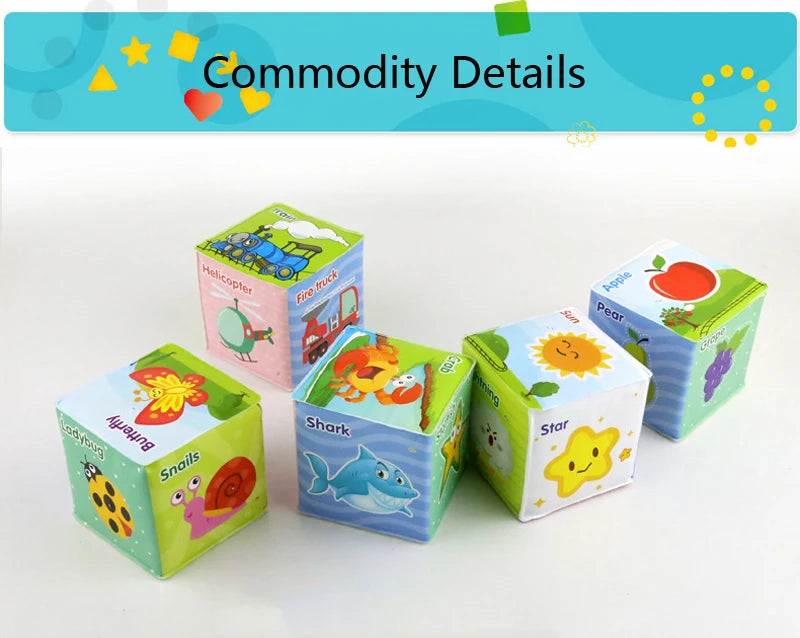 6PCS Cloth Building Blocks Baby Infant Soft Plush Doll Kids Sensory Educational Toys for Children Building Cube Construction Set