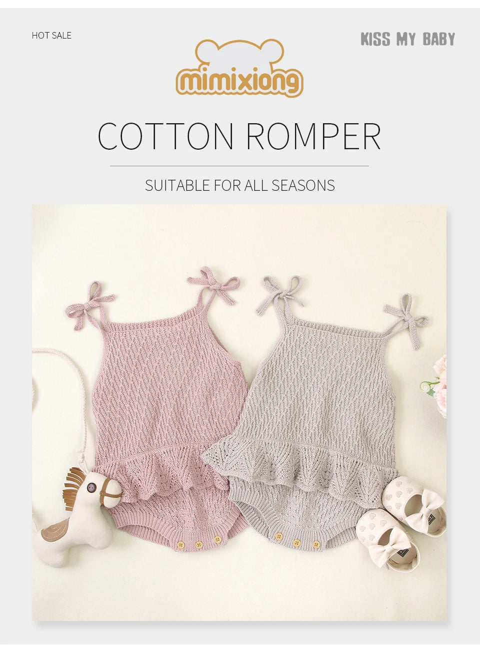 Baby Bodysuit Cute Newborn Girl Outfits Clothes Tops Fashion Summer Toddler Infant Strap Jumpsuit Solid Knitted Kids Onesie 0-2Y