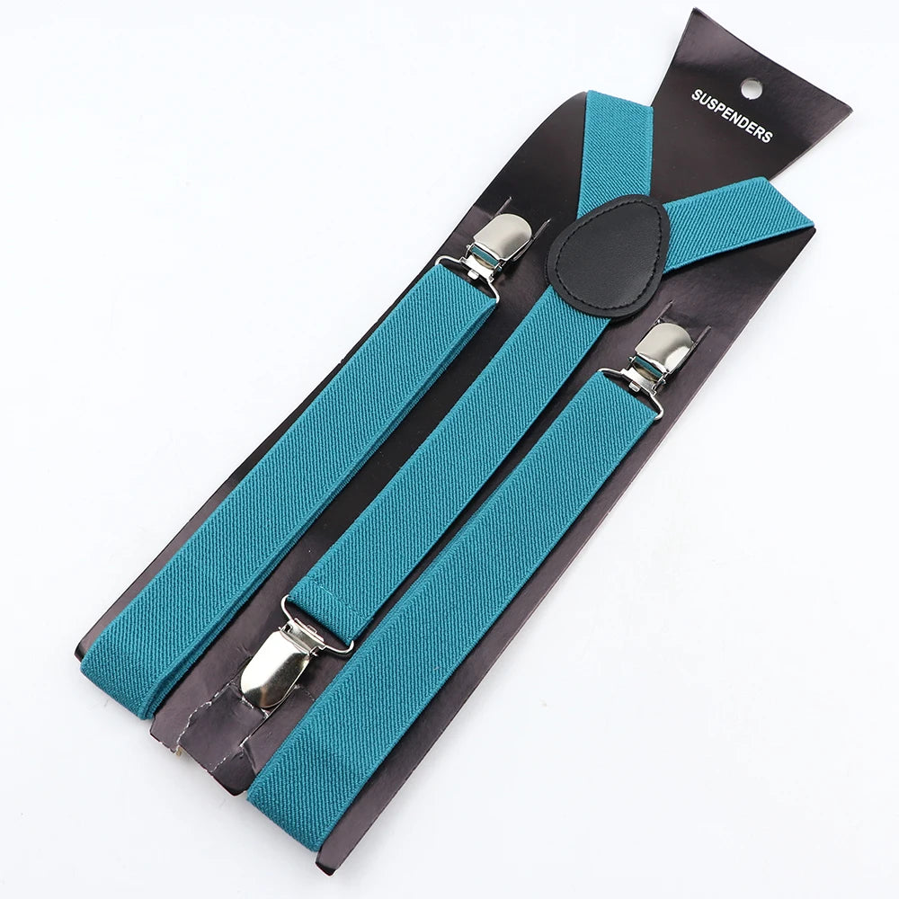 Hot Sale Solid Color Elastic Leather Suspender For Men Women Black Red Sage Green Adjustable Pants Shirt Girl Skirt Accessories