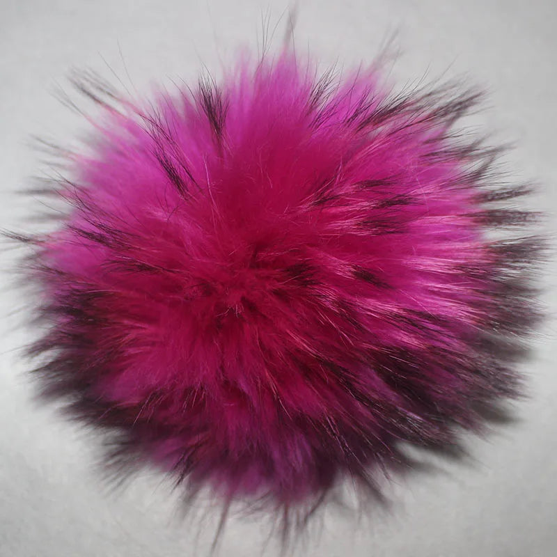 Big Fluffy Real Fur Fox Pompoms With Button DIY Raccoon Fur Pom Poms Balls Natural Fur Pompon For Scarves Hats Caps Accessories