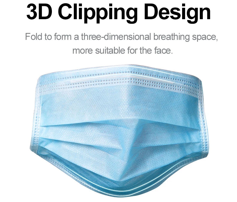Mouth Masks 3-layer Anti-Dust Disposable Mascarillas  Non Woven Meltblown Cloth Masks Elastic Ear Loop Face Mask