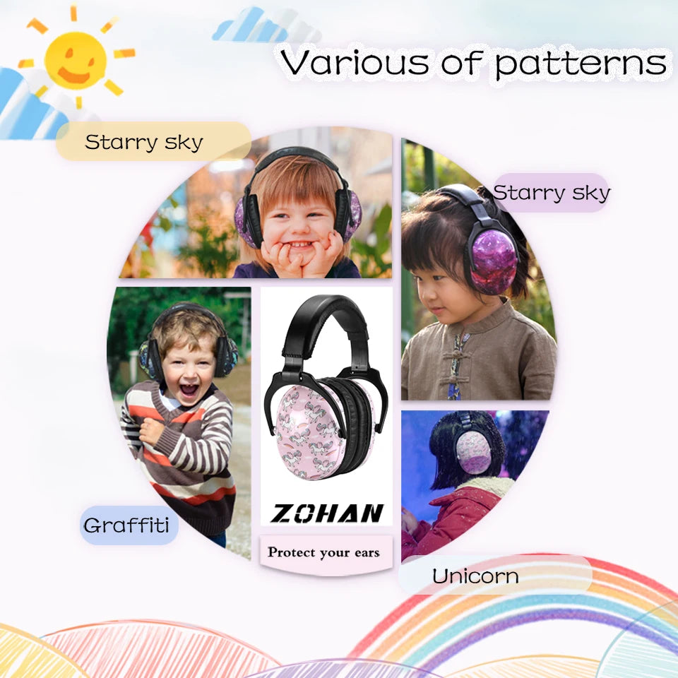 ZOHAN  Kids Ear Protection Safety Ear Muffs  Noise Reduction Ear Protection Defenders Hearing Protectors for Toddlers Children