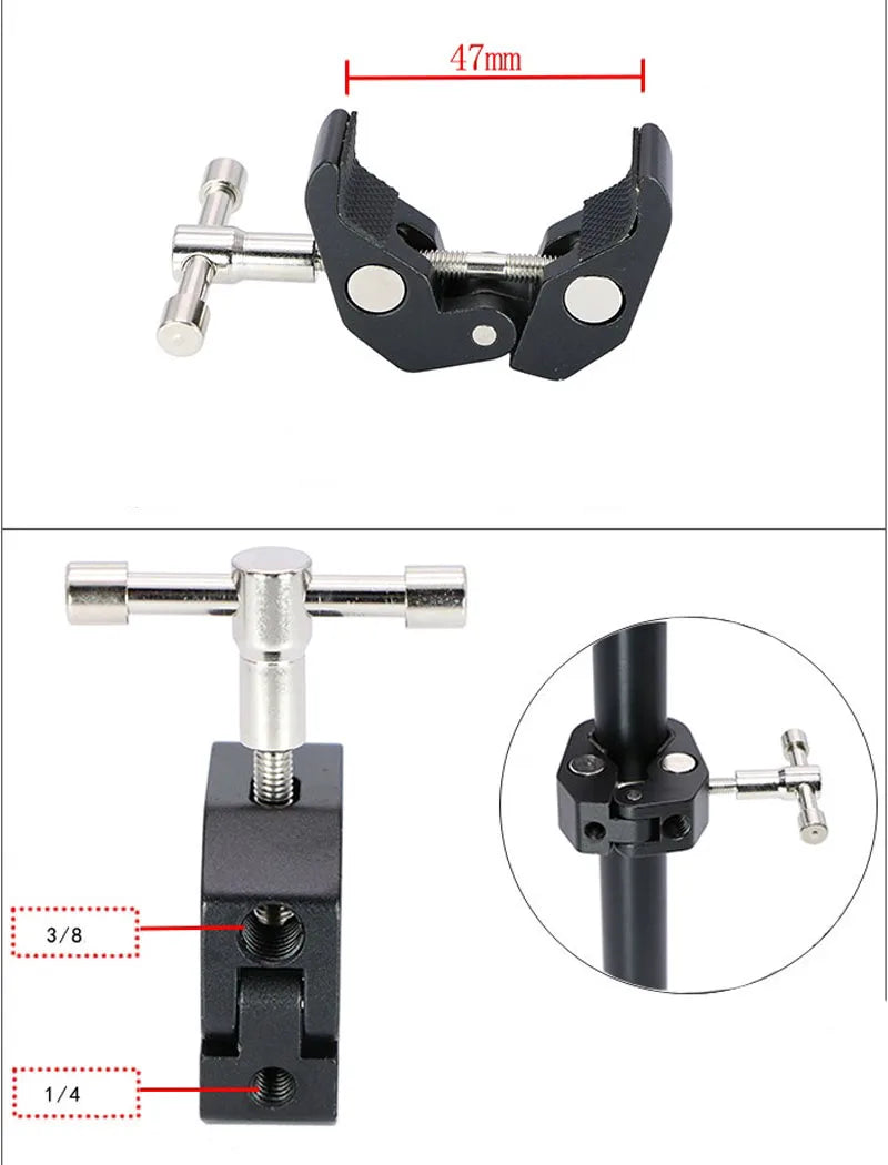 Super Clamp 7/11 inches Adjustable Magic Articulated Arm for Mounting Monitor LED Light LCD Video Camera Flash Camera DSLR