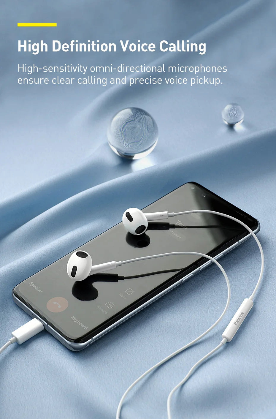 Baseus C17 Type-C Earphones In Ear Hearphone Wired Headset With Mic For Smart Phone For Xiaomi Samsung S21 S20 Cellphone Headset