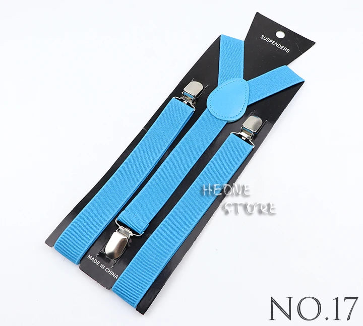 Hot Sale Solid Color Elastic Leather Suspender For Men Women Black Red Sage Green Adjustable Pants Shirt Girl Skirt Accessories