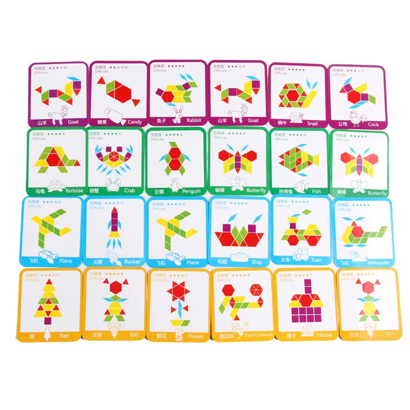 DIY Children's Wooden Toys 155pcs Wooden Jigsaw Puzzle Board Set Colorful Montessori Educational Toys For Children Kids Gift