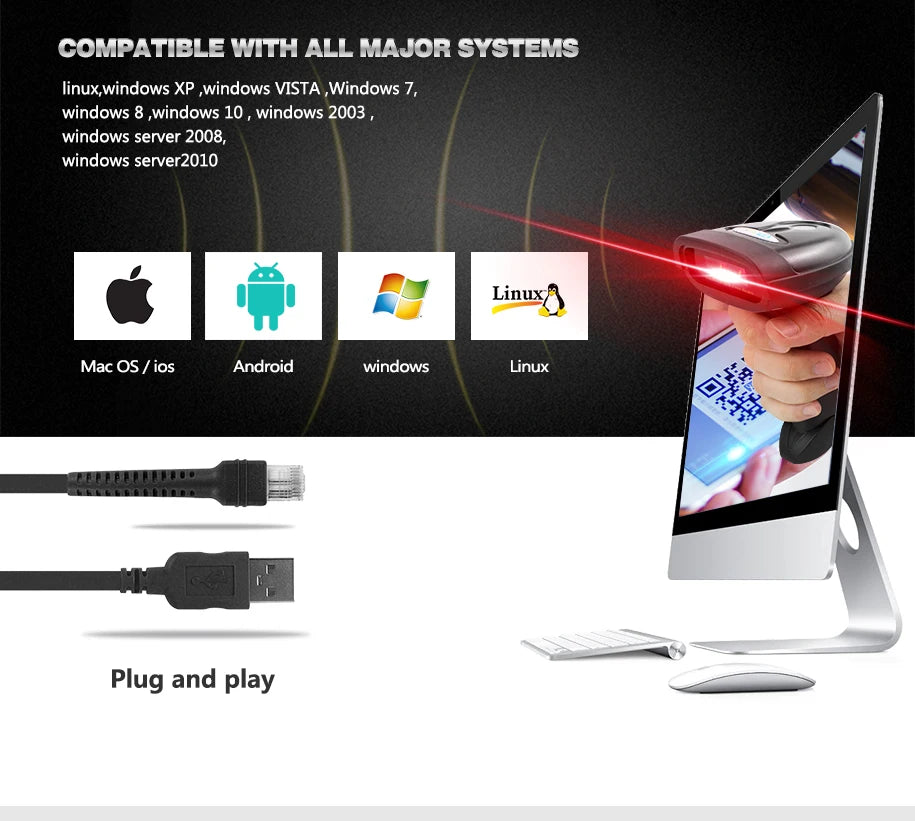 NETUM NT-1698W Handheld Wirelress Barcode Scanner AND NT-1228BL Bluetooth 1D/2D QR Bar Code Reader PDF417 for IOS Android IPAD