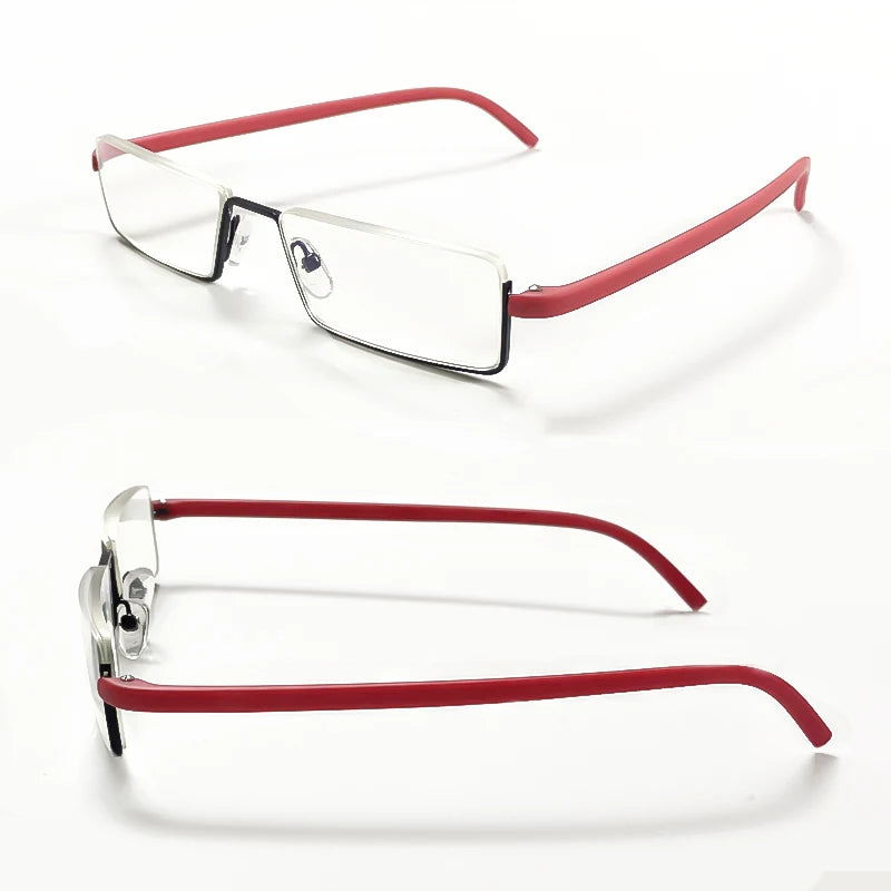 May Flower Metal Anti-Blue Light Reading Glasses Men Half Frame Prescription Eyeglasses Male TR90 Eyewear With Case óculos +1.75