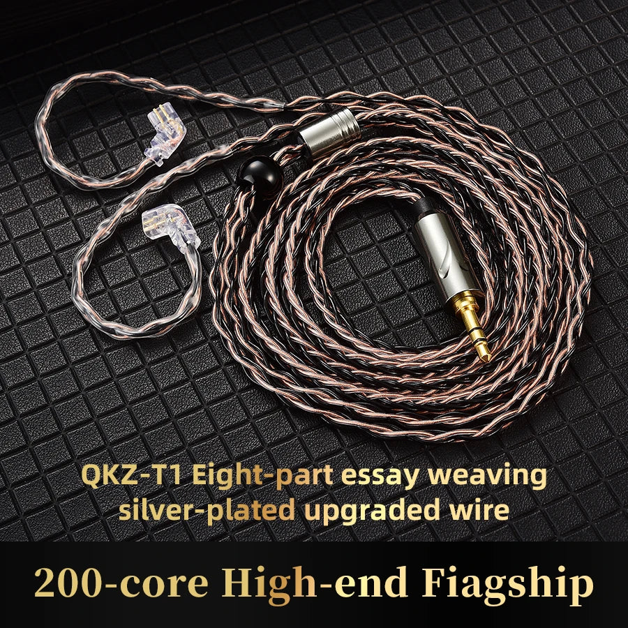 QKZ T1 Earphone Update Cable 3.5mm jack QDC 0.75mm Connector Wired Headphones For ZXN ZXT VK4 ZX2 ZAX2 KZ EDX ZSN Pro X TRN MT1