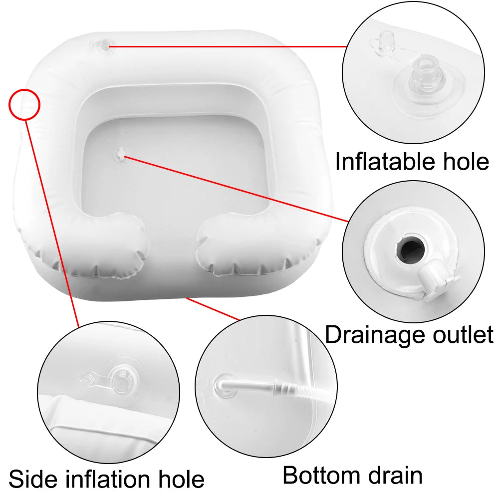 Shampoo Tray Hair Washing Basin for The Disabled Inflatable Shampoo Basin Tub Portable With Drain Tube PVC