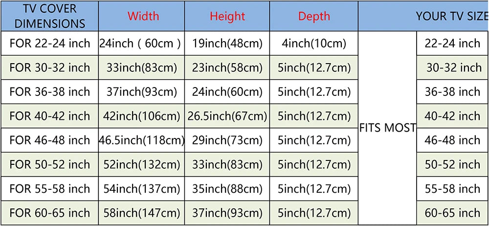TV Weather and Dust proof Outdoor TV cover Beige 70 "75" 40 "46" 50 "55" 60 "65" Protective TV Screen Garden patio Outdoor TV