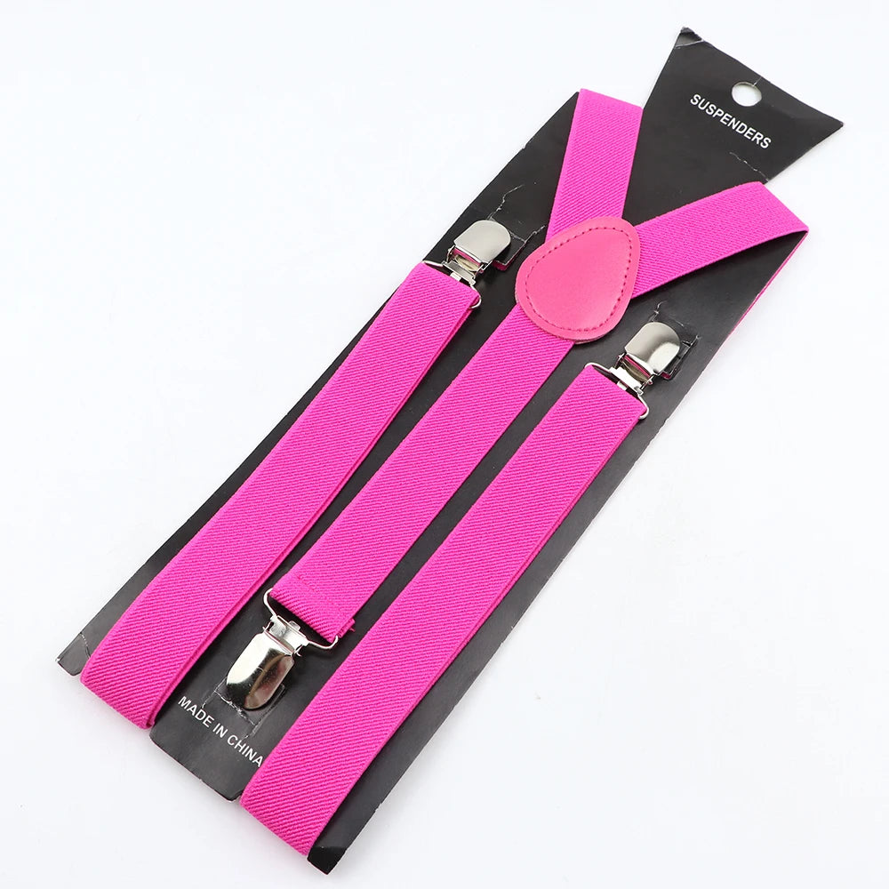 Hot Sale Solid Color Elastic Leather Suspender For Men Women Black Red Sage Green Adjustable Pants Shirt Girl Skirt Accessories