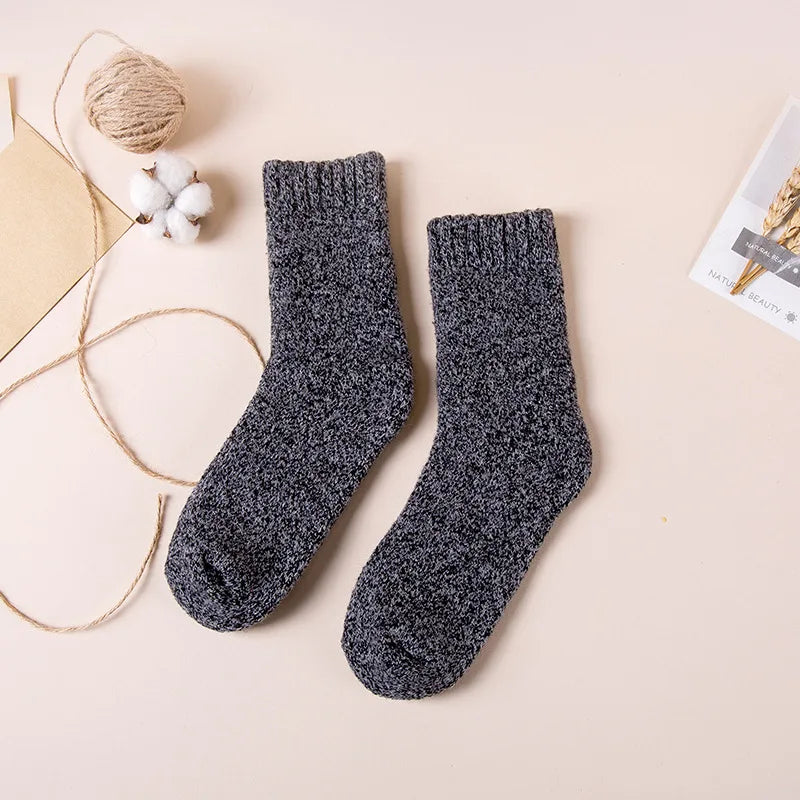 Winter Men's Merino Wool Socks Super Thick Warm High Quality Harajuku Retro Snow Casual Antifreeze Cashmere Socks Men 3 Pair