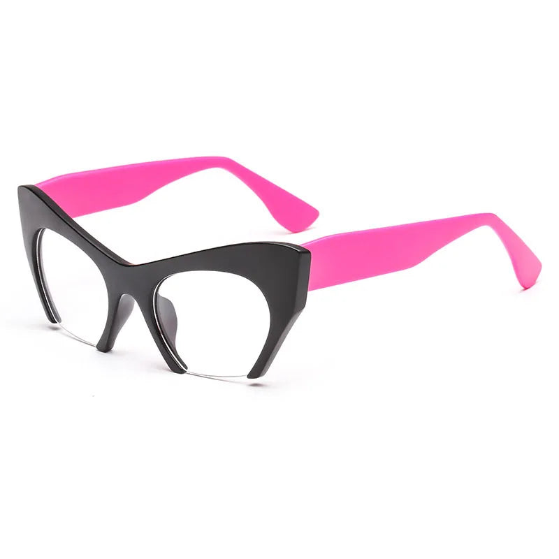 SHAUNA Retro Women Half Frame Cat Eye Glasses Frames Fashion Optical Frame