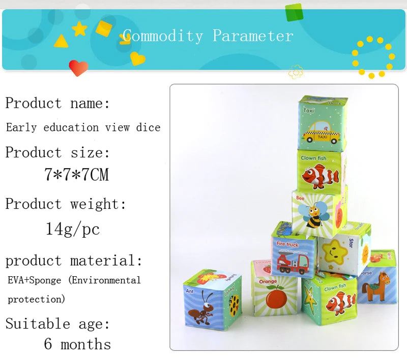 6PCS Cloth Building Blocks Baby Infant Soft Plush Doll Kids Sensory Educational Toys for Children Building Cube Construction Set