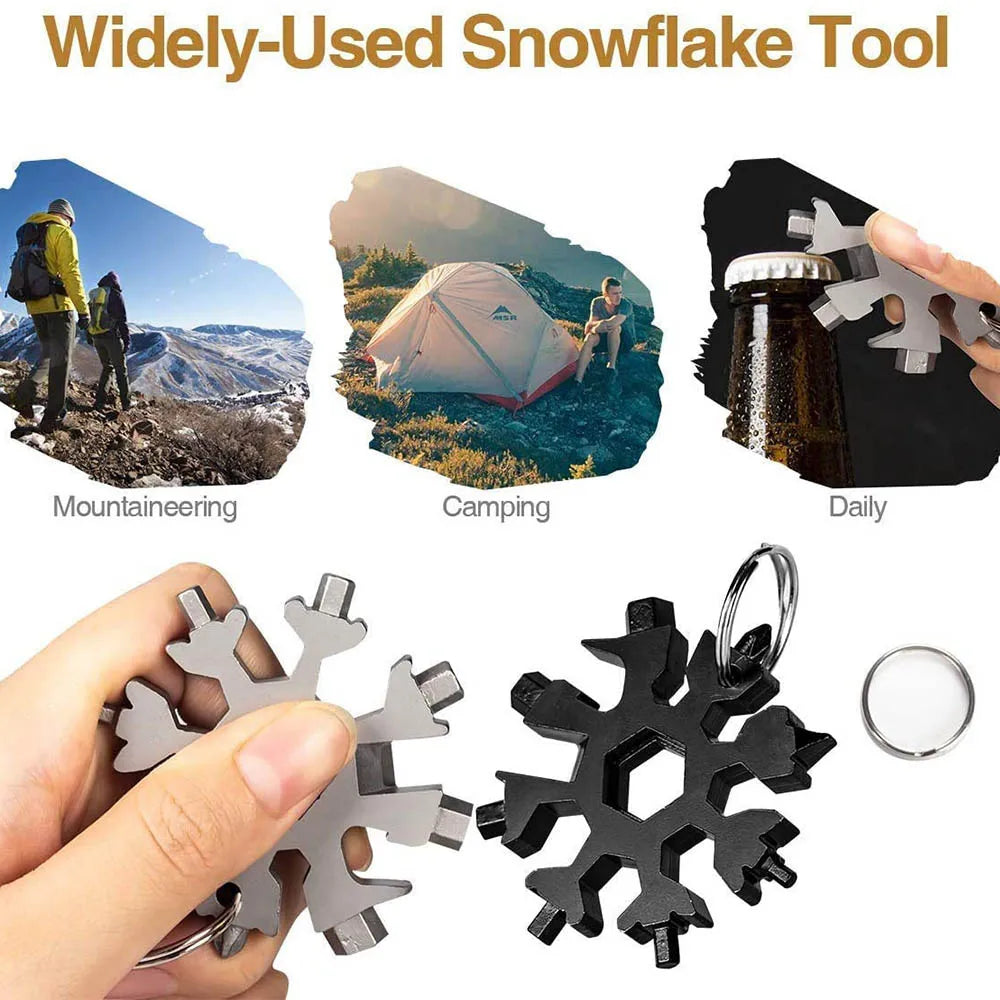 18-in-1 Snowflake Multi Tool Outdoor Camping Travel Camping Adventure Daily Survival Tools Stainless Screwsdriver Bottle Opene