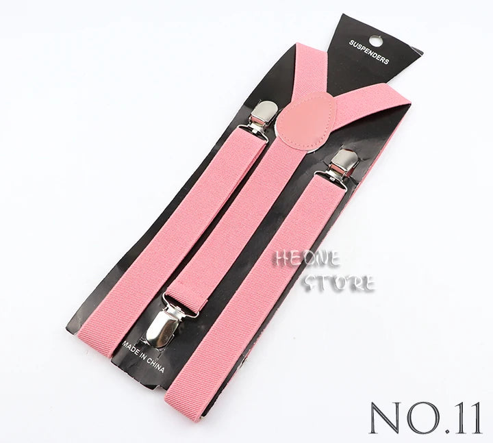 Hot Sale Solid Color Elastic Leather Suspender For Men Women Black Red Sage Green Adjustable Pants Shirt Girl Skirt Accessories