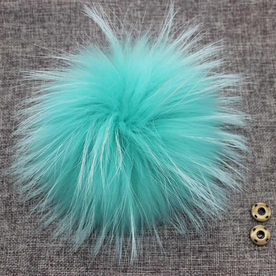 Big Fluffy Real Fur Fox Pompoms With Button DIY Raccoon Fur Pom Poms Balls Natural Fur Pompon For Scarves Hats Caps Accessories