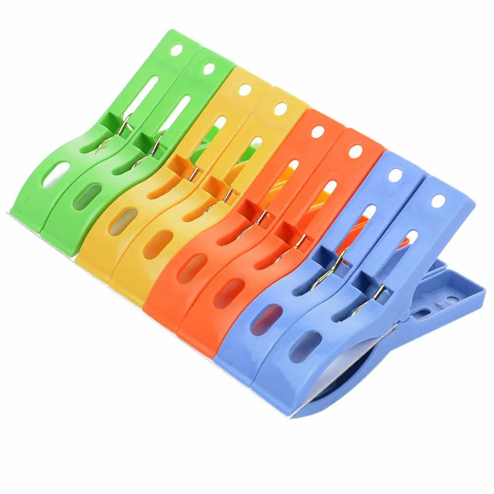 8ps/set Hanger Clips Large Plastic Windproof Beach Towel Clothes Pins Spring Clamp Clothespin Powerful Hot New Cheap Wholesale