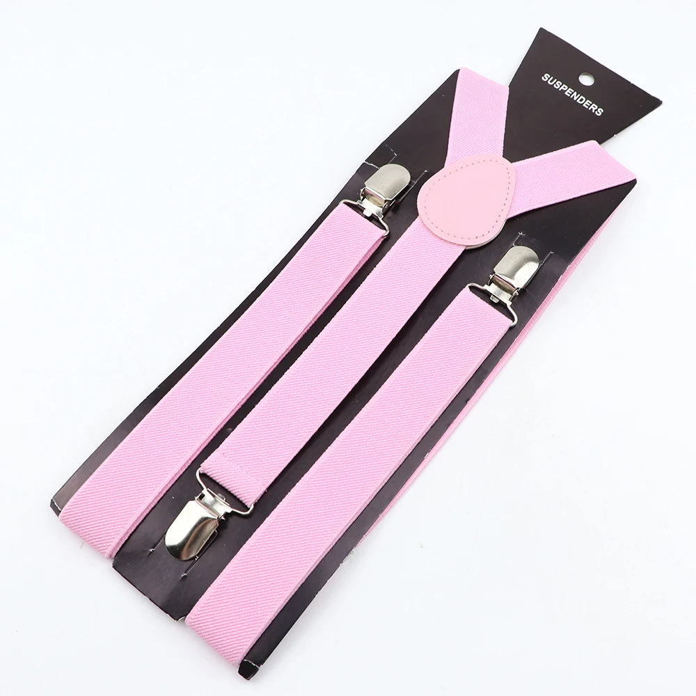 Hot Sale Solid Color Elastic Leather Suspender For Men Women Black Red Sage Green Adjustable Pants Shirt Girl Skirt Accessories
