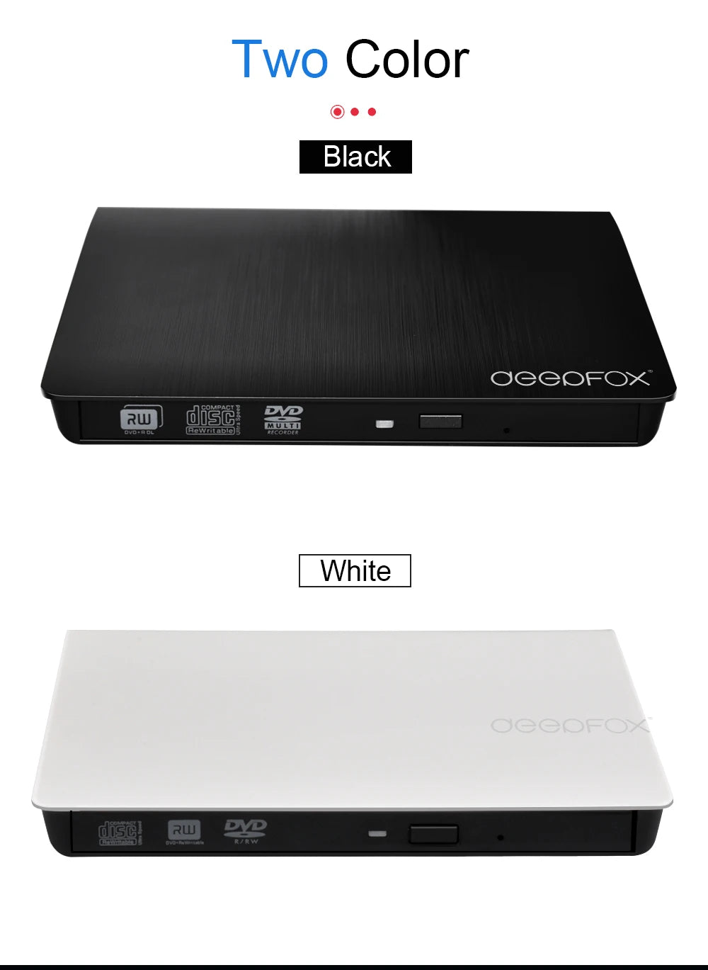 Deepfox USB 3.0 Slim External DVD RW CD Writer Drive Burner Reader Player Optical Drives For Laptop PC Dvd Burner Dvd Portatil