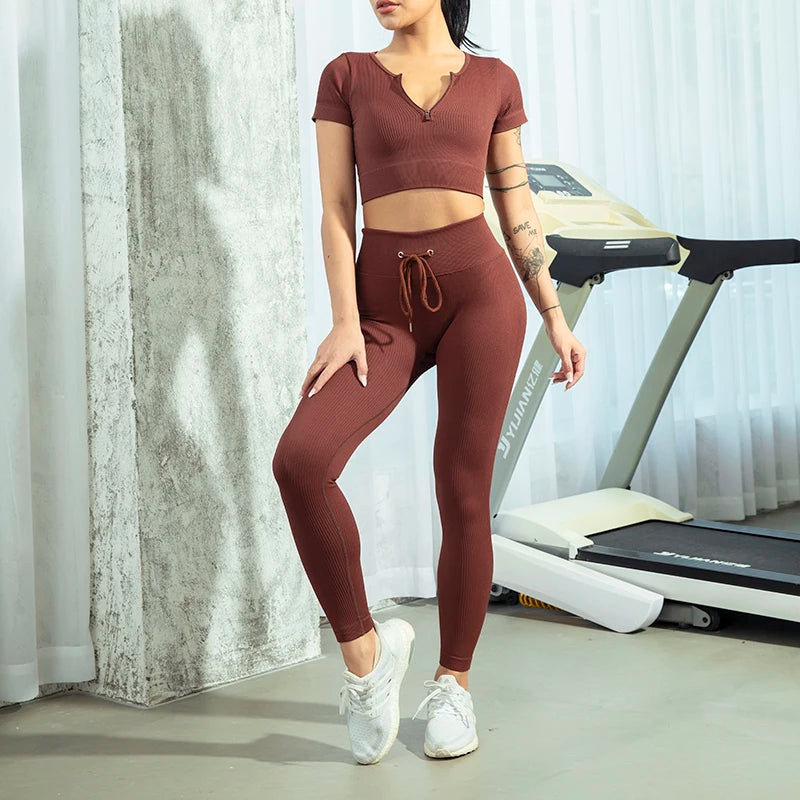 Seamless Women Yoga Set Workout Sportswear Gym Clothing Zipper Long Sleeve High Waist Leggings Fitness Bra Athletic Sports Suits