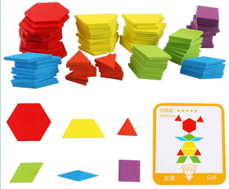 DIY Children's Wooden Toys 155pcs Wooden Jigsaw Puzzle Board Set Colorful Montessori Educational Toys For Children Kids Gift