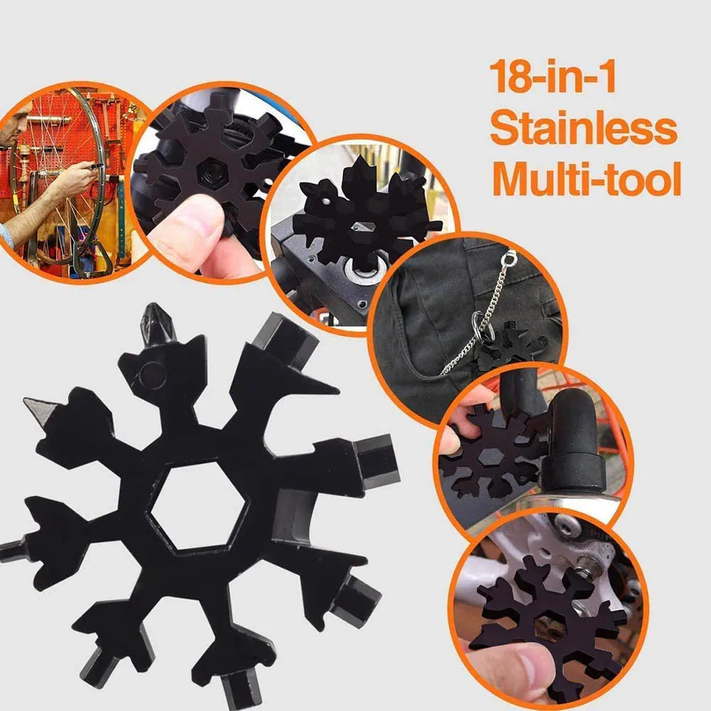 18-in-1 Snowflake Multi Tool Outdoor Camping Travel Camping Adventure Daily Survival Tools Stainless Screwsdriver Bottle Opene