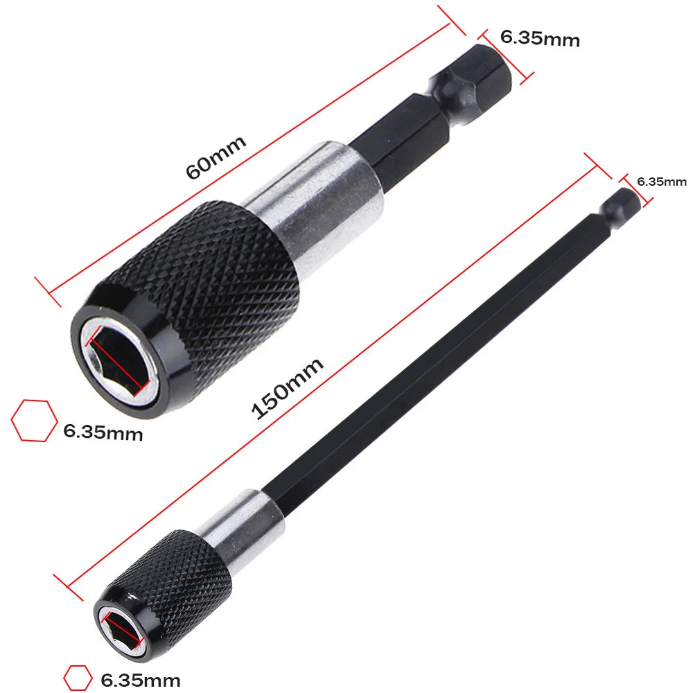 1/4 Inch Hex Shank Quick Release Screwdriver Bit Holder Extension Bar 60mm 100mm 150mm