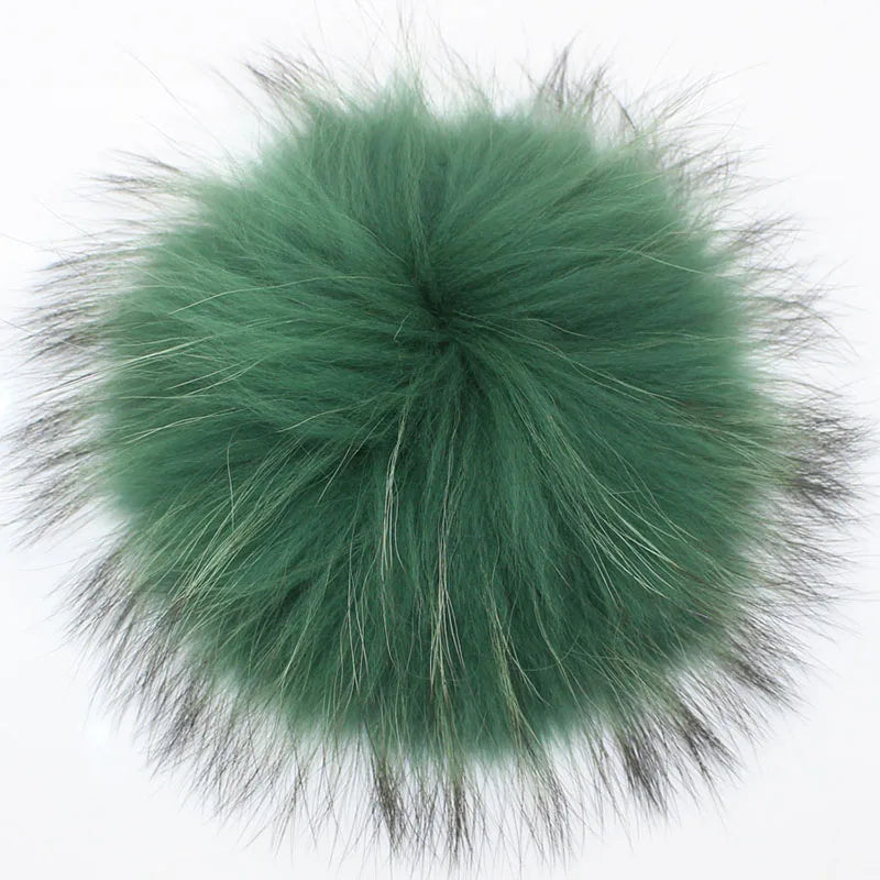 Big Fluffy Real Fur Fox Pompoms With Button DIY Raccoon Fur Pom Poms Balls Natural Fur Pompon For Scarves Hats Caps Accessories