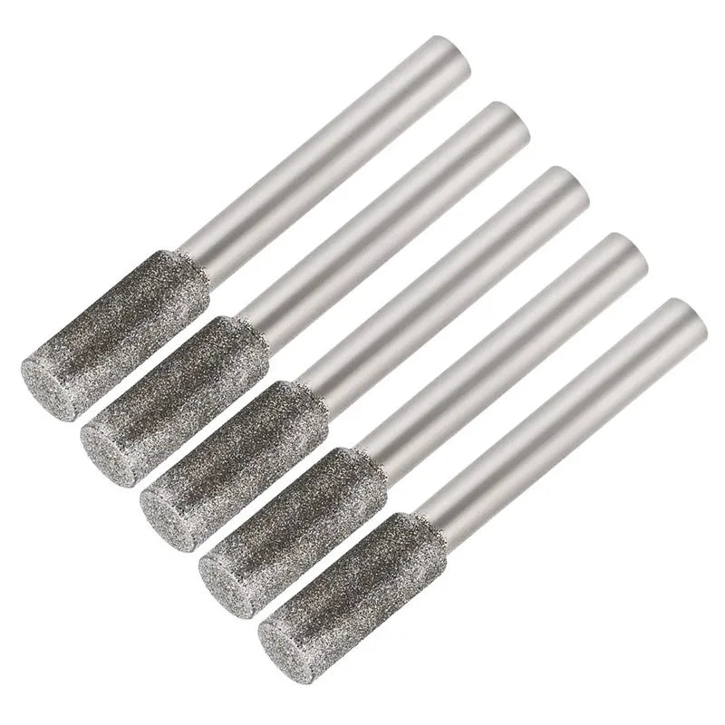 5PCS Diamond Coated Cylindrical Burr 4mm Chainsaw Sharpener Stone File Chain Saw Sharpening Carving Grinding Tools